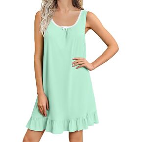 Ekouaer Nightgowns for Women Sleeveless Nightdress Cute Night Gowns Short Sleepshirt Soft Sleepwear Pajama Dress S-XXXL