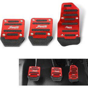 مجموعة دواسة دواسة قدم الإرسال اليدوي Pack-3 ، 5.7 "× 3.15" + 2.6 "× 3.54" مسرع غطاء دواسة غير قابلة للانزلاق ، زخرفة رياضية سبيكة مقاومة للصدأ ، Universal for Cars (Silver)