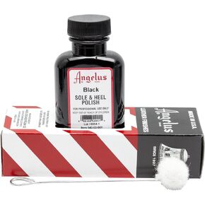 Angelus Leather Sole & Heel Polish Edge Smarle 3oz أسود - مصنوع في الولايات المتحدة - يأتي مع قضيب