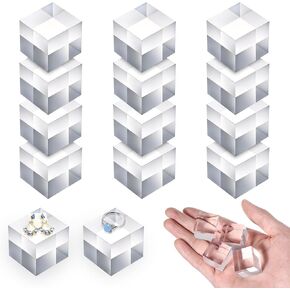 DIVINA VITAE 16Pcs Acrylic Square Display Block Clear Polished Acrylic Risers Display Stands 1 x 1 x 1 Inch Cubes Solid Pedestal Stand for Jewelry Perfume Collection Showing