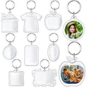 8Pcs Photo Keychain Acrylic Clear Keychains Picture Frame Keychain Double Sided Blank Keychains Photo Frame Keyring Photo Insert Key Chain Personalised Picture Keychain for key Purse Bag DIY Crafts
