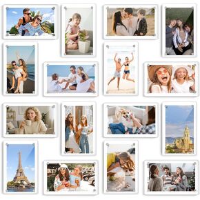 DomeStar 16PCS Clear Magnetic Frames, Acrylic Fridge Magnetic Frames for Wedding Birthday Home Decor Office 2.36 x 3.5 Inch