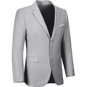 Men's Suit Blazer Jackets 2 Button Notched Lapel Men's Casual Sports Coats for Business Wedding Dinner Prom Stylish Tuxedo Light Grey XXL