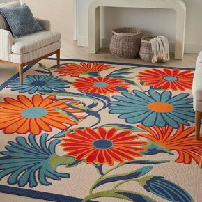 Nourison Aloha 63x89 Contemporary Fabric Rug in Multi-Color