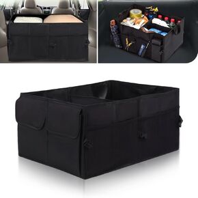 1 PC Car Storage Trash Can, ABS Material with Black Large Diamond Bow Storage Box, Waterproof Lined Hanging Car Supplies, Universal for Most Cars (White)