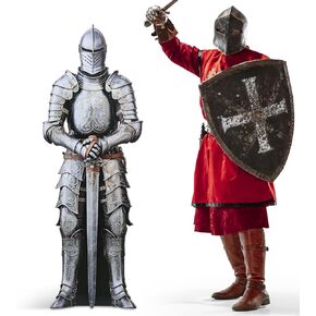 4 Feet Medieval Party Decorations Knight Cardboard Cutout Stand Up Life Size Suit of Armor Photo Props Castle Party Back Drops for Medieval Renaissance Ancient Knight Castle Decor