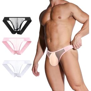 Mens Sexy Mesh Thongs Underwear Low Rise Tagless G String, Comfortable and Breathable Panties for Men