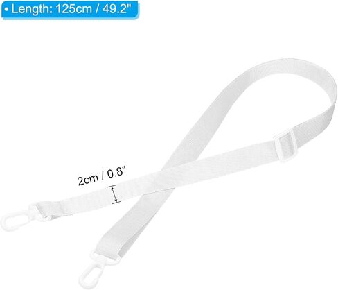 PATIKIL 125cm x 2cm Replacement Shoulder Strap, 4 Pack Adjustable Swivel Clips Hook Buckle Slide Crossbody Bag Belt for Water Bottle Carrier Sling Bag, White in Saudi Arabia