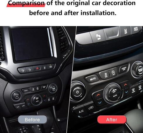 Auovo Volume Tune Air Conditioner Knob Covers Compatible with Durango 2014-2020, Grand Cherokee 2014-2021 Car Interior Trim Knob Cover Air Conditioning Switch Volume Controller Rings (B-Long, Black) in Kuwait