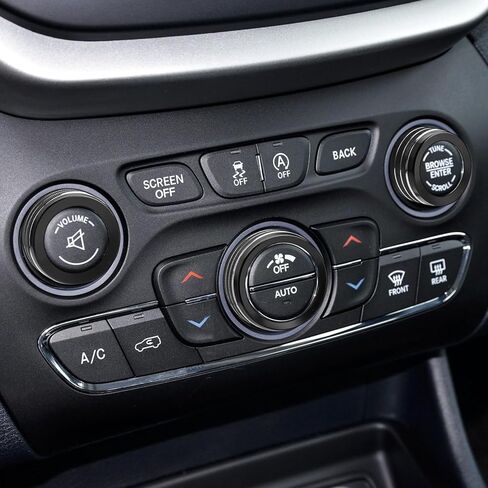 Auovo Volume Tune Air Conditioner Knob Covers Compatible with Durango 2014-2020, Grand Cherokee 2014-2021 Car Interior Trim Knob Cover Air Conditioning Switch Volume Controller Rings (B-Long, Black) in Kuwait