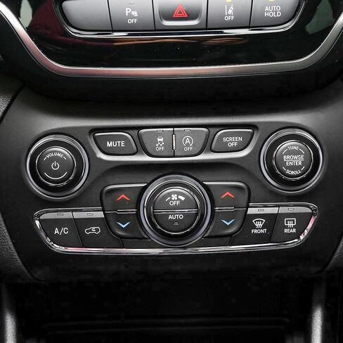 Auovo Volume Tune Air Conditioner Knob Covers Compatible with Durango 2014-2020, Grand Cherokee 2014-2021 Car Interior Trim Knob Cover Air Conditioning Switch Volume Controller Rings (B-Long, Black) in Kuwait