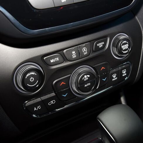 Auovo Volume Tune Air Conditioner Knob Covers Compatible with Durango 2014-2020, Grand Cherokee 2014-2021 Car Interior Trim Knob Cover Air Conditioning Switch Volume Controller Rings (B-Long, Black) in Kuwait