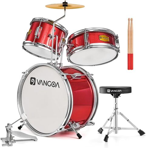 Kids Drum Set, 14 Inch Beginner Drum Kits, 3 Piece Drum Set for Kids Boys Girls Age 3-7, with Adjustable Throne, Cymbal Pedal, Drumsticks, Purple in Saudi Arabia