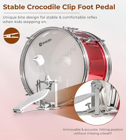 Kids Drum Set, 14 Inch Beginner Drum Kits, 3 Piece Drum Set for Kids Boys Girls Age 3-7, with Adjustable Throne, Cymbal Pedal, Drumsticks, Purple in Saudi Arabia