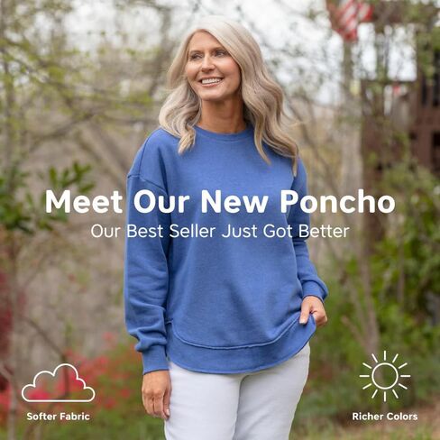 Melange Poncho Fleece: Long Sleeve Crew Neck Hi-Lo Round Bottom in Saudi Arabia