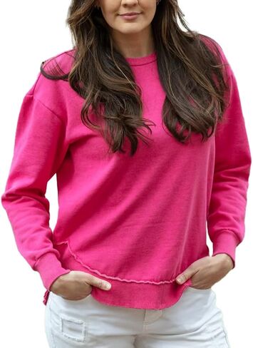 Melange Poncho Fleece: Long Sleeve Crew Neck Hi-Lo Round Bottom in Kuwait