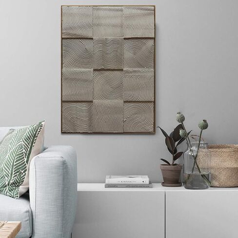 AZAVY Art,24x36Inch Hand Crafted Vertical Framed Oil Paintings Modern Abstract Golden Brown Geometric Canvas Wall Art in Saudi Arabia