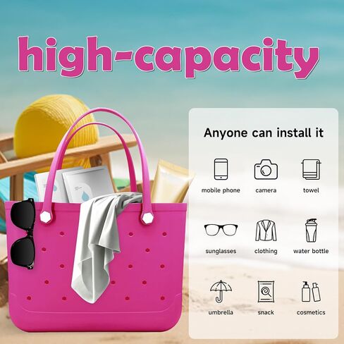 Rubber Beach Bag, Waterproof Travel Tote bag for Women Outdoor Summer Beach Tote Washable Bag Open Handbag for Daily in Saudi Arabia