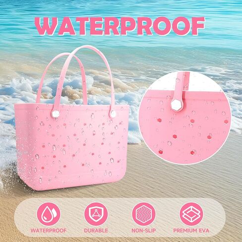 Rubber Beach Bag, Waterproof Travel Tote bag for Women Outdoor Summer Beach Tote Washable Bag Open Handbag for Daily in Saudi Arabia