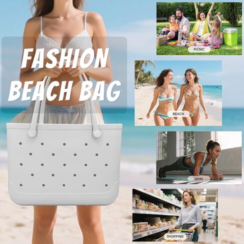 Rubber Beach Bag, Waterproof Travel Tote bag for Women Outdoor Summer Beach Tote Washable Bag Open Handbag for Daily in Saudi Arabia