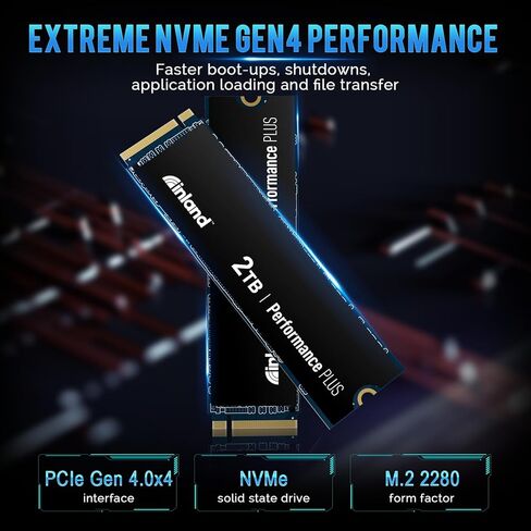 INLAND 1TB Gaming Performance Plus NVMe Internal Gaming SSD Solid State Drive with Heatsink Optimized for PS5 - Gen4 PCIe, M.2 2280, DRAM Cache, 176-Layer TLC 3D NAND Flash, Up to 7000MB/s in Kuwait