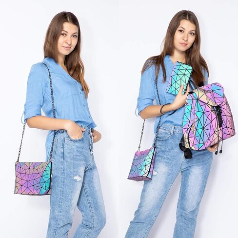 LOVEVOOK Geometric Luminous Purses and Handbags for Women Holographic Reflective Crossbody Bag Wallet in Saudi Arabia
