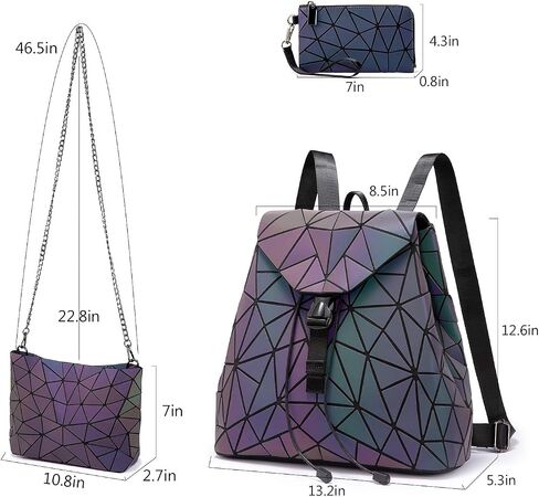LOVEVOOK Geometric Luminous Purses and Handbags for Women Holographic Reflective Crossbody Bag Wallet in Saudi Arabia