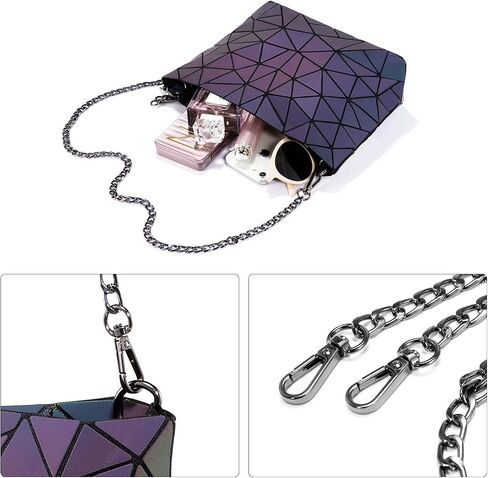 LOVEVOOK Geometric Luminous Purses and Handbags for Women Holographic Reflective Crossbody Bag Wallet in Saudi Arabia