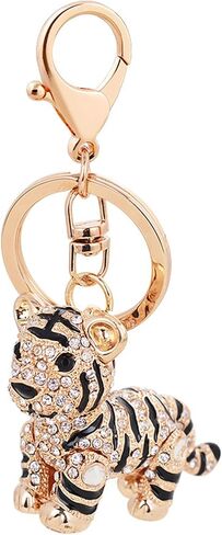 Tiger Keychain للنساء - سحر محفظة براقة مع سبيكة وحجر الراين - ملحق سلسلة مفاتيح أنيقة لعيد الميلاد in Kuwait
