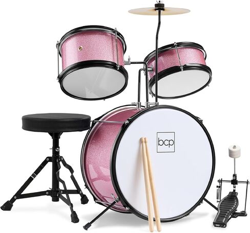 Best Choice Products Kids Drum Set 3-Piece Beginner Drum Set Junior Drum Set, w/Throne Stool, Cymbal, Drum Sticks, Bass Drum Pedal, 2 Toms - Blue in Saudi Arabia