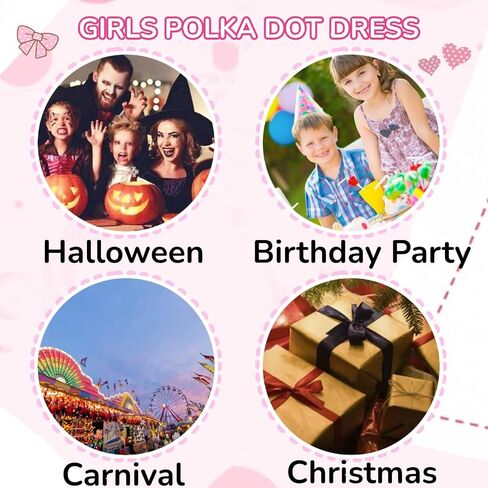 Kid Girls Polka Dots Princess Dress Toddler Ballet Dresses with Headband in Kuwait