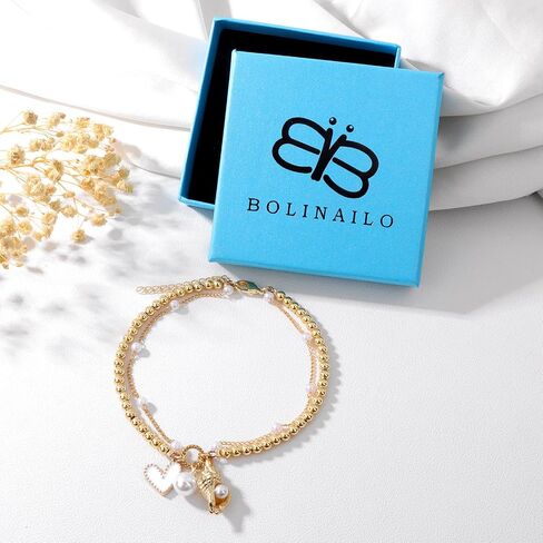 Gold Shell Charms Anklets Set for Women Boho bead Dainty Adjustable ankle bracelets for women waterproof Summer beach Pearl 18k Gold Anklet jewelry for women Gift in Saudi Arabia