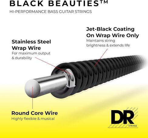 DR Strings BLACK BEAUTIES Black Coated 5-String Bass Strings Medium (45-130) in Saudi Arabia