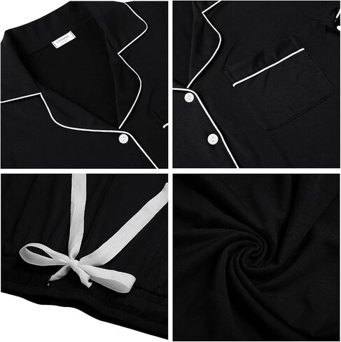 SWOMOG CAPRI PAJAMA WIND PLUS PAJAMAS مجموعة قصيرة الأكمام زر أسفل ملابس السراويل الناعمة صالة صالة 2 قطعة PJS in Kuwait