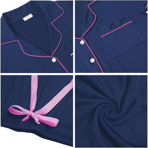 SWOMOG CAPRI PAJAMA WIND PLUS PAJAMAS مجموعة قصيرة الأكمام زر أسفل ملابس السراويل الناعمة صالة صالة 2 قطعة PJS in Kuwait