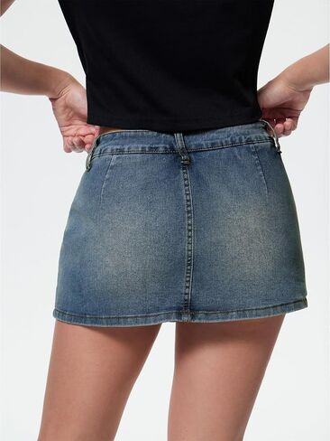 Emmiol Women Skirt Skirt Skirt Midsy Weist Y2K Sexy Mini Vartts Dary Jean Skorts in Kuwait