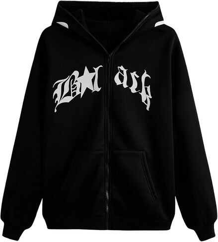 Men's Y2K Graphic Zip Up Hoodies Spiderweb Long Sleeve Hooded Sweatshirts Pullover Streetwear in Saudi Arabia