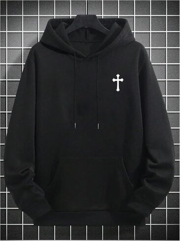 SOLY HUX Hoodies for Men Graphic Print Drawstring Drop Shoulder Long Sleeve Sweatshirt Pullover Tops in Saudi Arabia