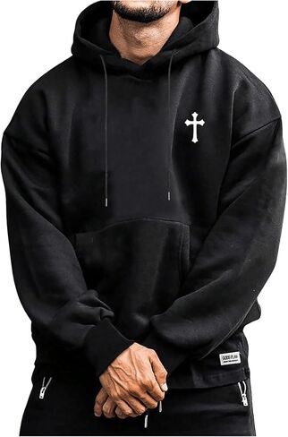 SOLY HUX Hoodies for Men Graphic Print Drawstring Drop Shoulder Long Sleeve Sweatshirt Pullover Tops in Saudi Arabia
