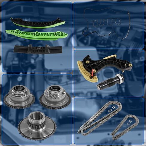 0009931078 Engine Timing Chain Kit with Intake Exhaust VVT Cam Sprockets Fits for 2012-2014 C250 E250 SLK200 1.8L, Fits for 2010 C200 1.8L, Replace OE 0009931078 2710501400 2710501500 in Saudi Arabia
