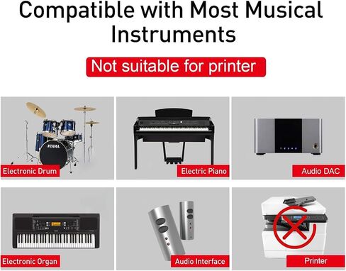 MeloAudio USB 2.0 Cable Type B to Midi Cable OTG Cable Compatible with iOS Devices to Midi Controller, Electronic Music Instrument, Midi Keyboard, Recording Audio Interface, USB Microphone, 5FT in Kuwait