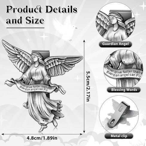 Tallew 4 Pcs Guardian Angel Visor Clips for Cars New Driver Gifts Never Drive Faster Than Your Guardian Angel Can Fly Car Visor Accessories Bless Driving Safety Religious Gift for Driver Friend in Saudi Arabia