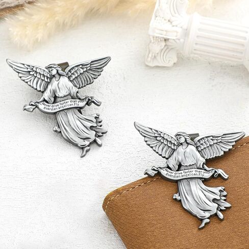 Tallew 4 Pcs Guardian Angel Visor Clips for Cars New Driver Gifts Never Drive Faster Than Your Guardian Angel Can Fly Car Visor Accessories Bless Driving Safety Religious Gift for Driver Friend in Saudi Arabia