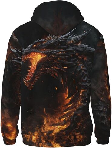 Flaming Skull Hoodies For Men Funny 3d Print Graphic Sweatshirt Unisex Pullover With Big Pockets in Kuwait