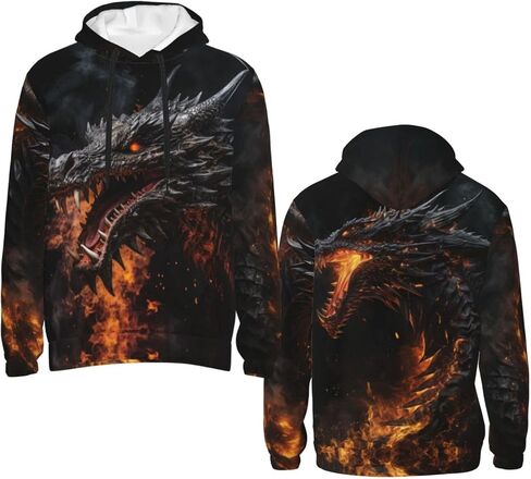 Flaming Skull Hoodies For Men Funny 3d Print Graphic Sweatshirt Unisex Pullover With Big Pockets in Kuwait