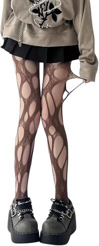 Ripped Fishnet Stockings Tights Gothic Irregular Hole Hollow Out Mesh Lace Pantyhose Women Cosplay Party Accessories in Saudi Arabia