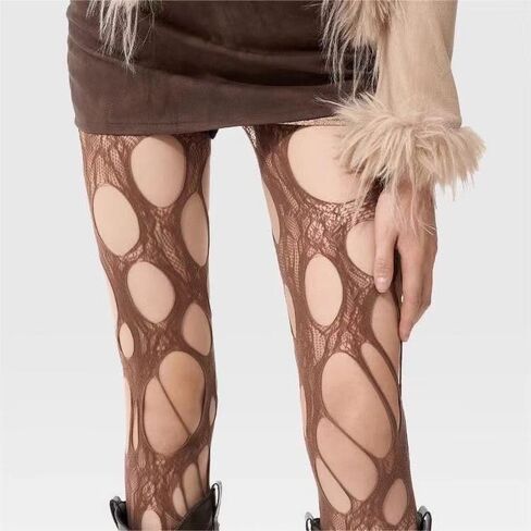Ripped Fishnet Stockings Tights Gothic Irregular Hole Hollow Out Mesh Lace Pantyhose Women Cosplay Party Accessories in Saudi Arabia