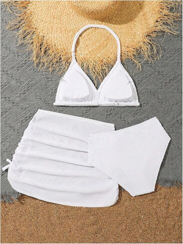 SHENHE Girl's 3 Piece Swimsuits with Cover Up Skirt Halter Triangle Bathing Suits Bikini Set in Saudi Arabia