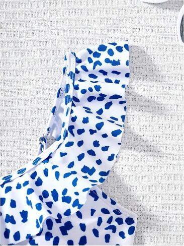 Girl's 2 Pieces Swimwear Set Graphic Print Ruffle Bikini Tops and Bottoms in Saudi Arabia