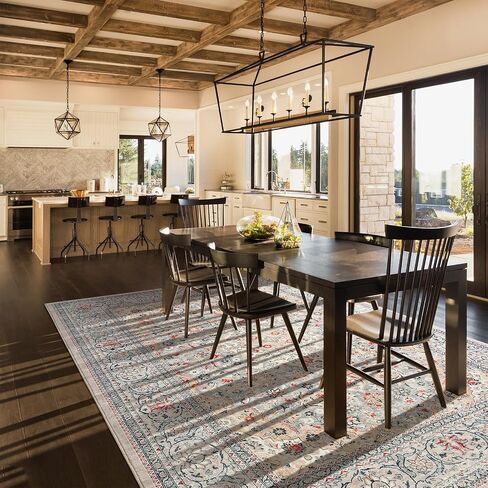 Washable Rug 4x6, Beige Area Rugs Non Slip, Indoor Low Pile Carpet with Rubber Backing for Living Room Kitchen Bathroom Entryway Office Bedroom in Kuwait